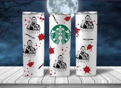 Hor Tumbler Wrap PNG, Halloween Hororr 20oz Skinny Tumbler Designs