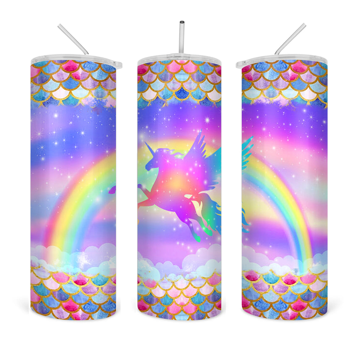 Einhorn Regenbogen Blumen gerade 20oz Skinny Tumbler digitaler Download PNG Sublimation