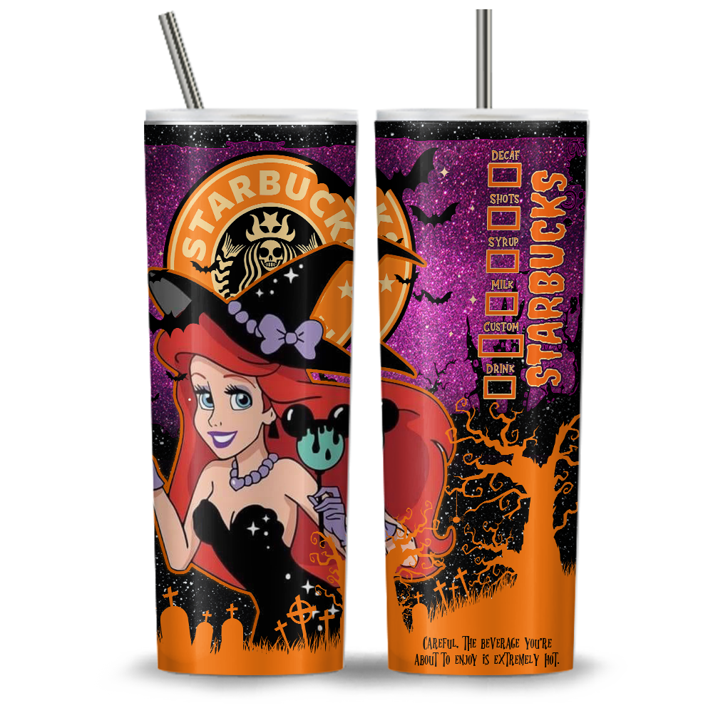 Princess Halloween Starbucks 20oz Tumbler Wrap, Princess Tumbler Png, Ariel Png, Die Schöne und das Biest, Süßes oder Saures, Gruselige Stimmung (11 PNG-Dateien)