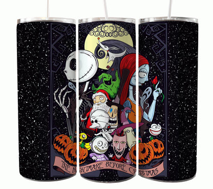 Nightmare Before Christmas Cartoon Charakter Tumbler Wrap Valentinstag 20Oz Tumbler Wrap Png Jack und Sally Tumbler Sublimation Design