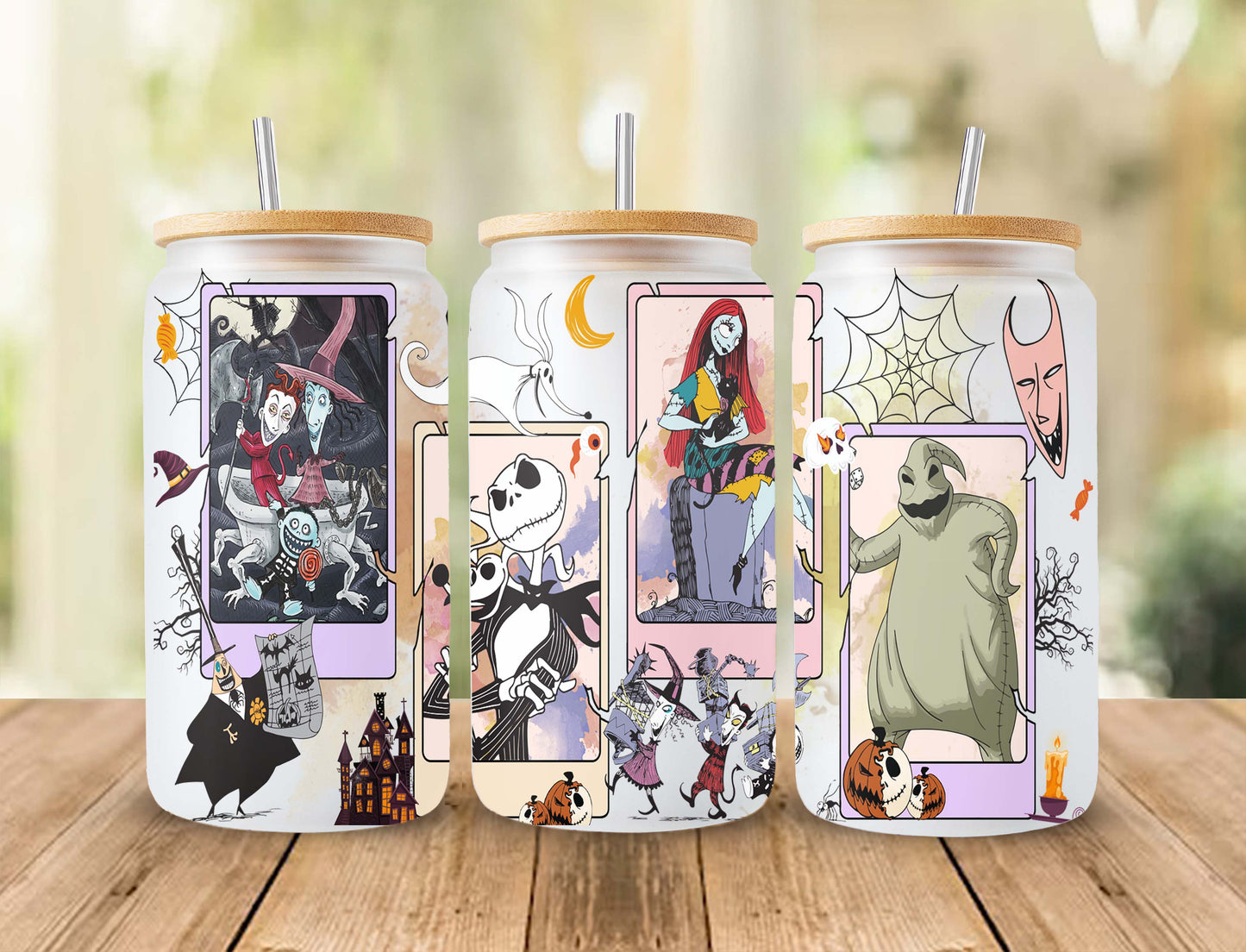 Gruseliger Film Nightmare Tumbler Wrap, 16oz Dosenglas, Jack und Sally Full Tumbler Wrap, Sublimationsdesign, Boo Bash, Jack Skellington Dosenglas 2 