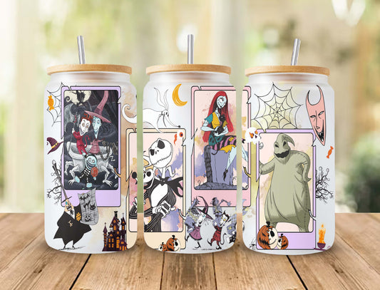 Gruseliger Film Nightmare Tumbler Wrap, 16oz Dosenglas, Jack und Sally Full Tumbler Wrap, Sublimationsdesign, Boo Bash, Jack Skellington Dosenglas 2 