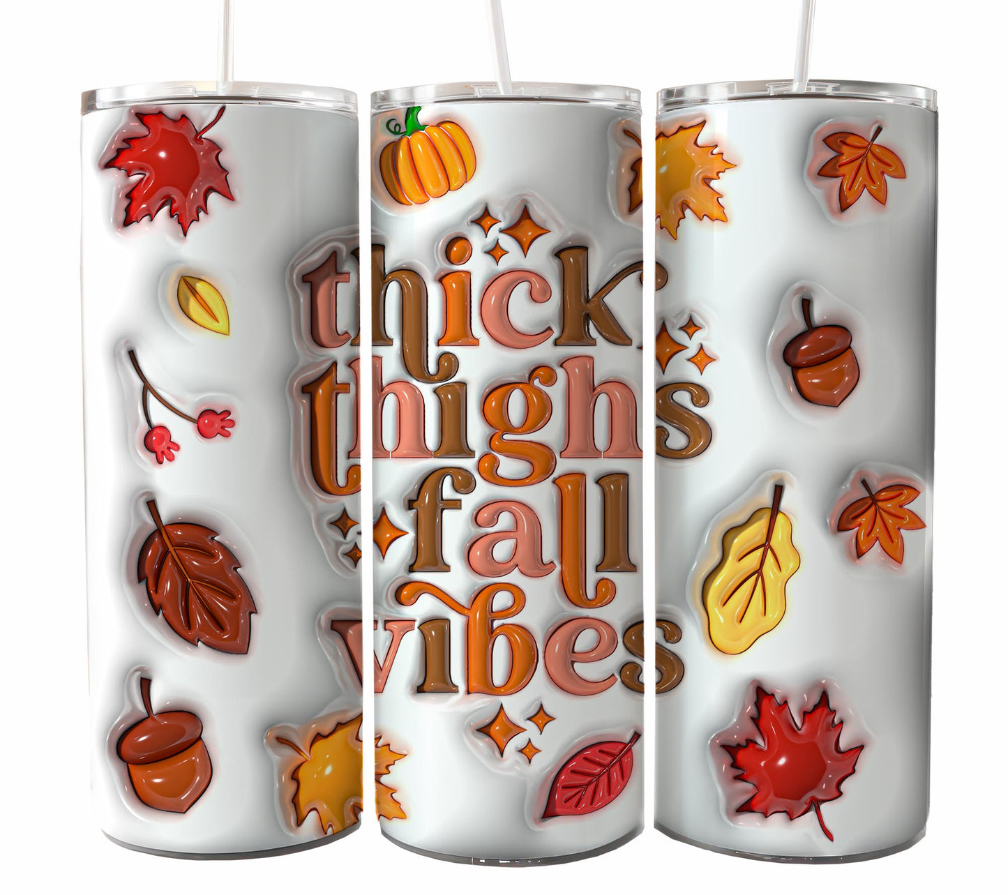 3D inflated Season Fall Tumbler Wrap, 20oz Skinny Sublimation Tumbler Design