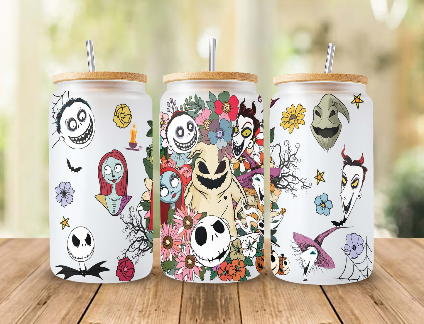 Gruseliger Film Nightmare Tumbler Wrap, 16oz Dosenglas, Jack und Sally Full Tumbler Wrap, Sublimationsdesign, Boo Bash, Jack Skellington Dosenglas 2 