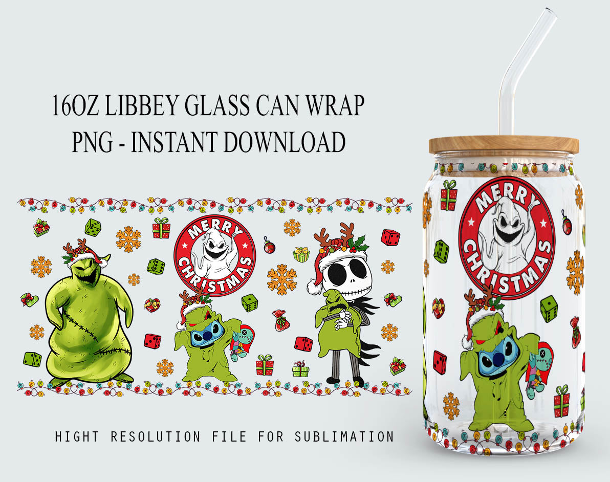 Cartoon Weihnachtsbecher Wrap, 16oz Dosenglas Wrap, Frohe Weihnachten Dosenglas, My Day Libbey Dosenglas, Weihnachtsstimmung, Weihnachtsstich Wrap 1