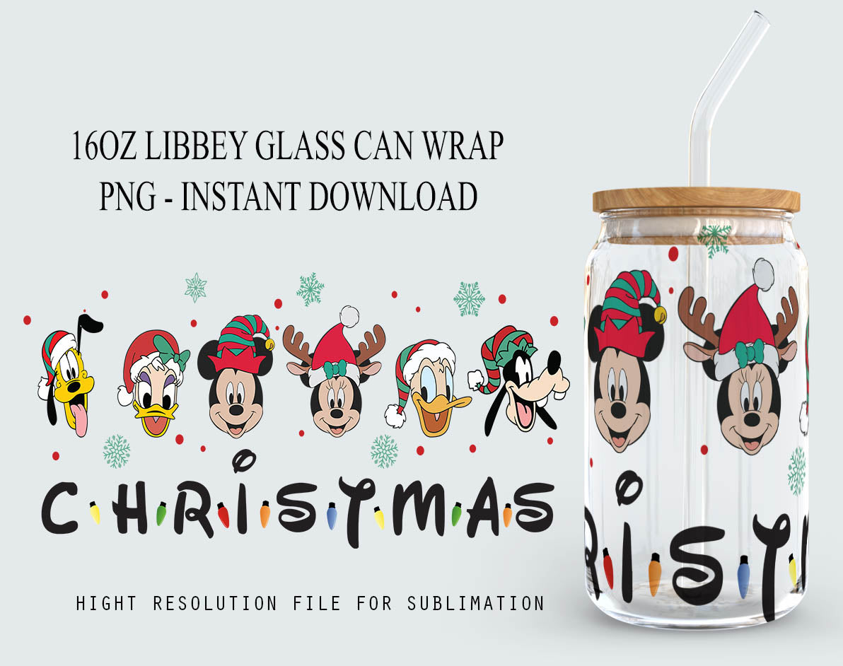 Christmas 16oz libbey can, 16oz Glass Can Wrap 1