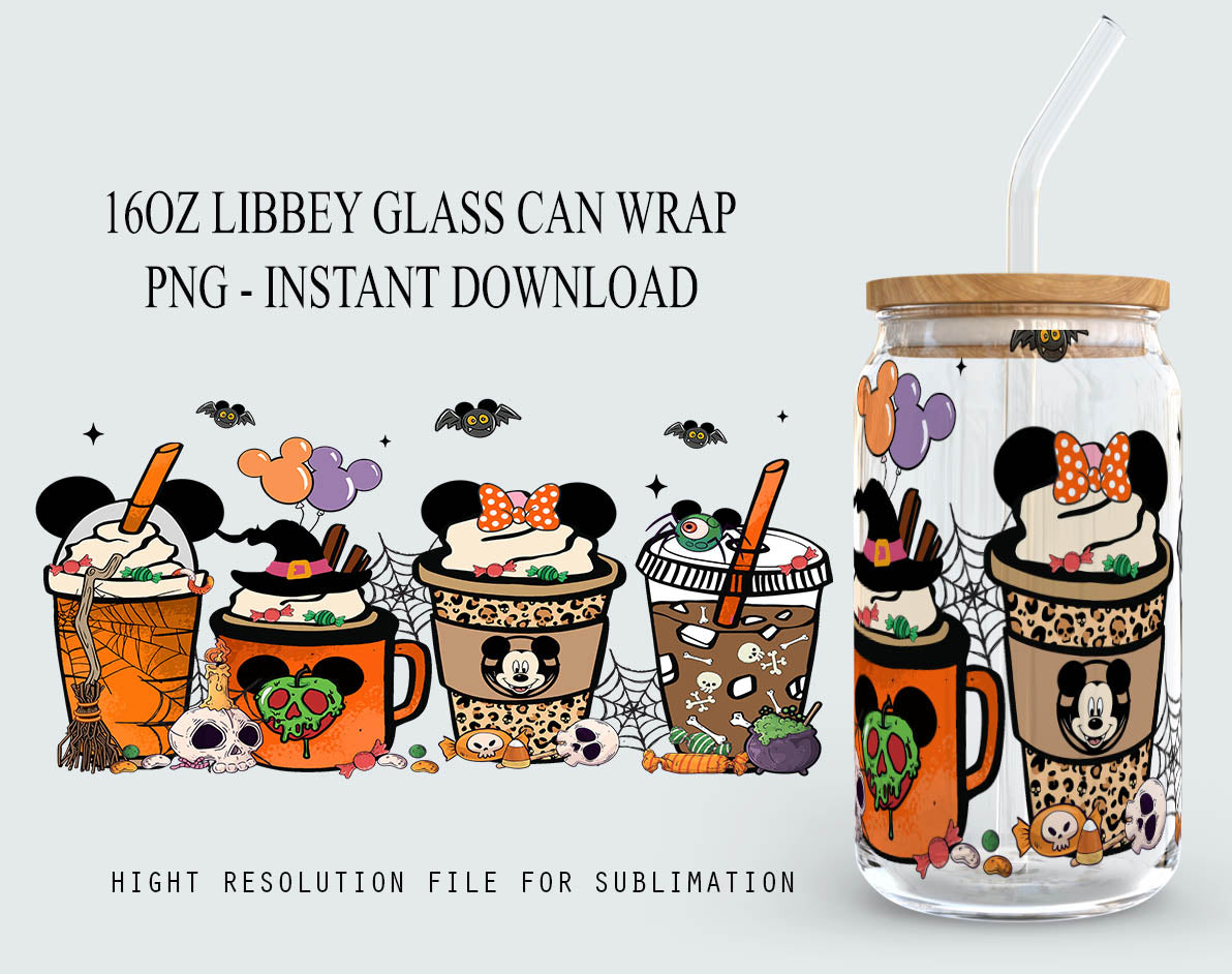 Halloween 16oz libbey can  PNG, 16oz Glass Can Wrap