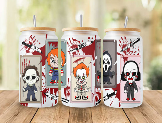 Horror Glass Wrap png, Horror  PNG, Halloween 16oz Libbey Full Wrap PNG 11