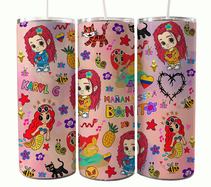 Karol 专辑 Tumbler，Karol Tumbler Wrap，Manana Sera Bonito PNG，Karol G 新专辑封面，Manana Sera Bonito，Pero Tu，kármika，Png