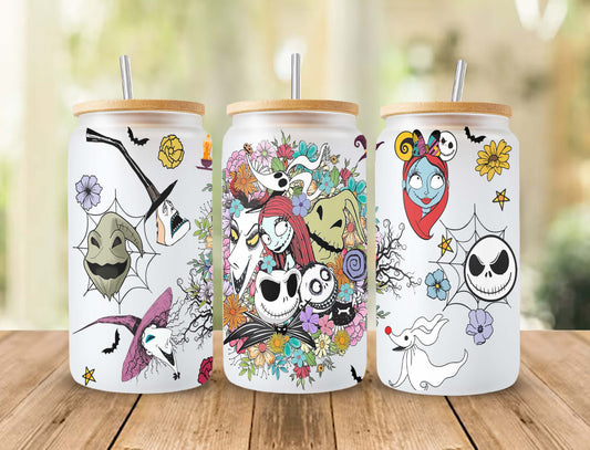 Gruseliger Film Nightmare Tumbler Wrap, 16oz Dosenglas, Jack und Sally Full Tumbler Wrap, Sublimationsdesign, Boo Bash, Jack Skellington Dosenglas 2 