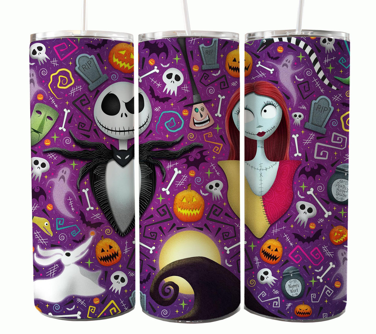 Nightmare Before Christmas Cartoon Charakter Tumbler Wrap Valentinstag 20Oz Tumbler Wrap Png Jack und Sally Tumbler Sublimation Design