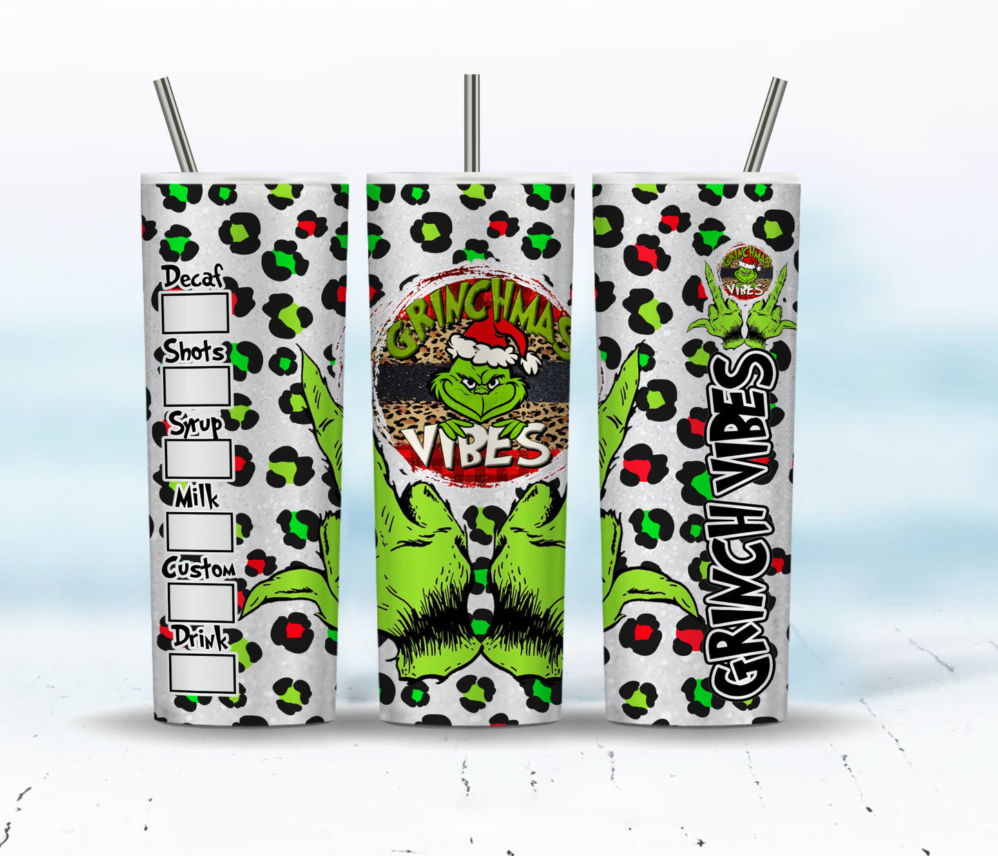 Grinch Weihnachten Tumbler Sublimation Designs 20oz Skinny Tumbler Bundle Wrap, Cartoon Lustiges Weihnachtsdesign Tumbler PNG Bundle Digital