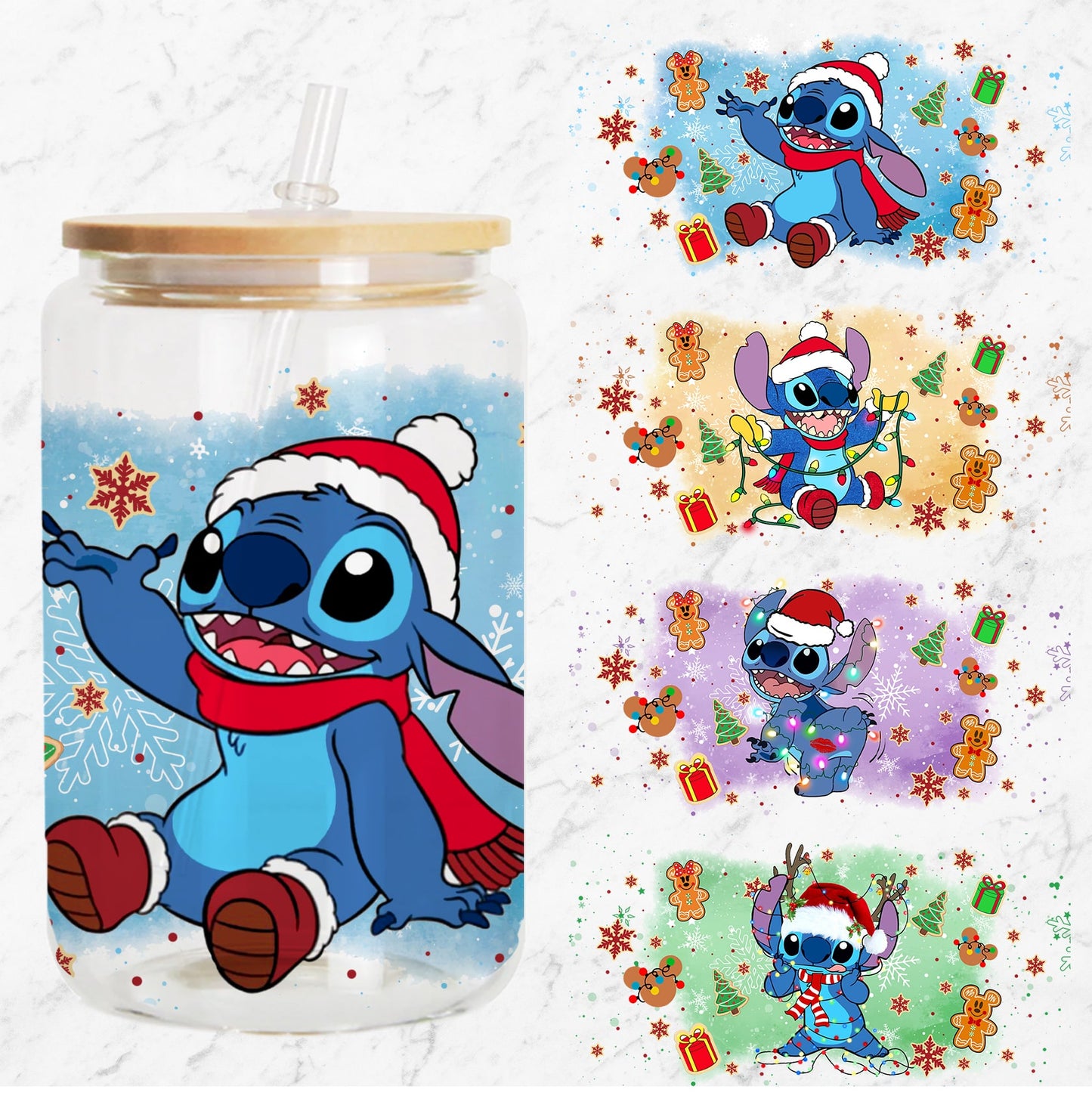 Weihnachts-Cartoon-Film 16oz Glasdose PNG, Weihnachten 16oz Libbey Glasdose Wrap, Weihnachtsdose Wrap, Xmas Mexican Png, Xmas Pan Dulce 