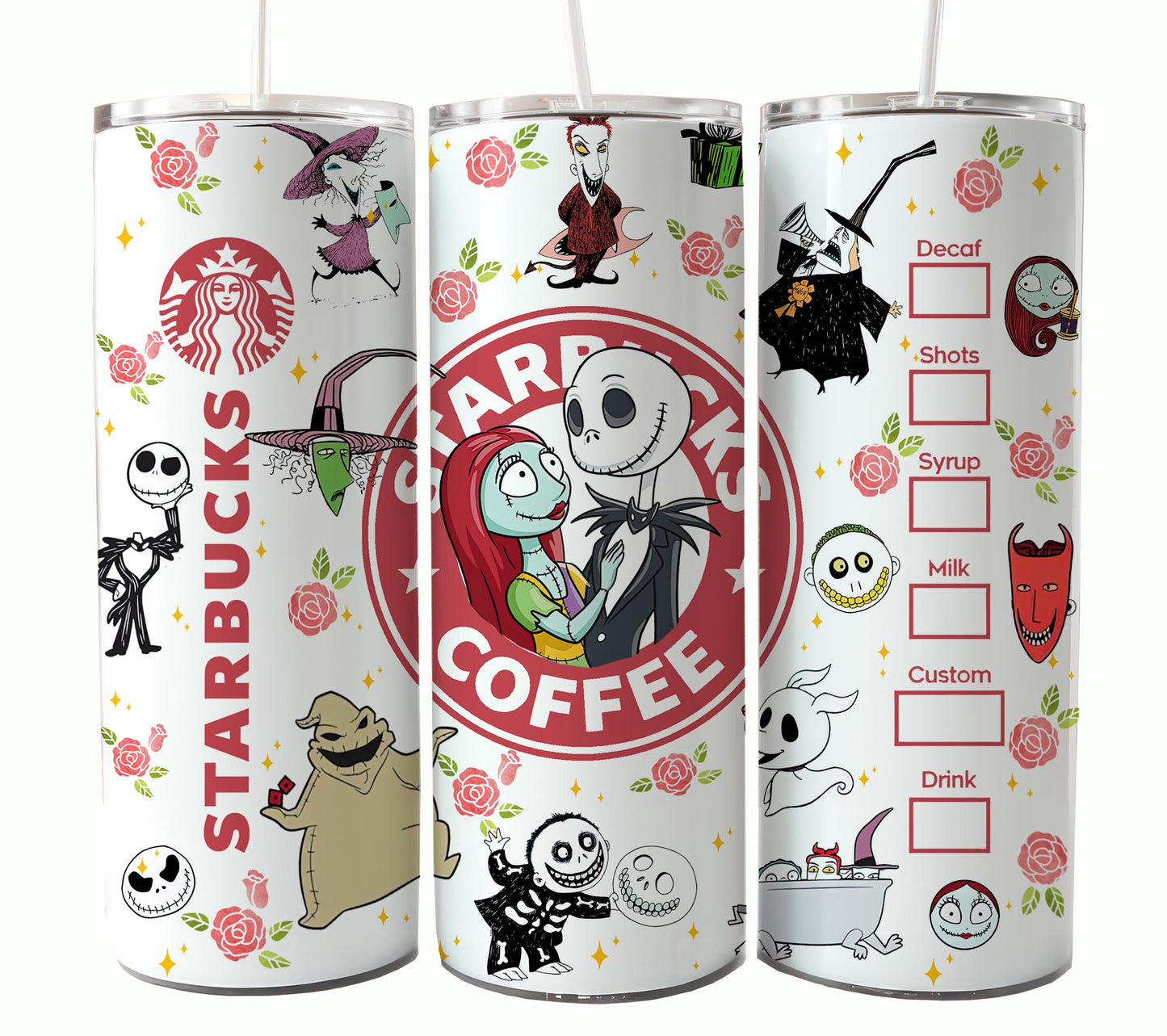 Nightmare Before Christmas Cartoon Charakter Tumbler Wrap Valentinstag 20Oz Tumbler Wrap Png Jack und Sally Tumbler Sublimation Design