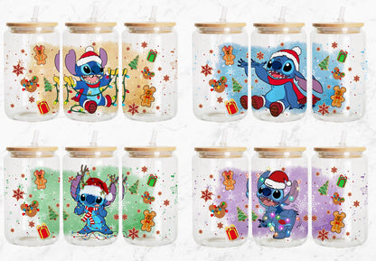 Weihnachts-Cartoon-Film 16oz Glasdose PNG, Weihnachten 16oz Libbey Glasdose Wrap, Weihnachtsdose Wrap, Xmas Mexican Png, Xmas Pan Dulce 