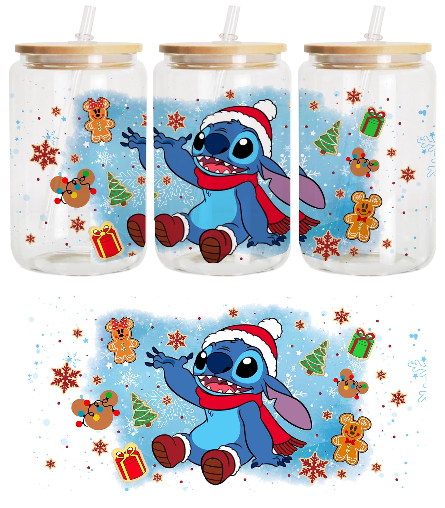 Weihnachts-Cartoon-Film 16oz Glasdose PNG, Weihnachten 16oz Libbey Glasdose Wrap, Weihnachtsdose Wrap, Xmas Mexican Png, Xmas Pan Dulce 