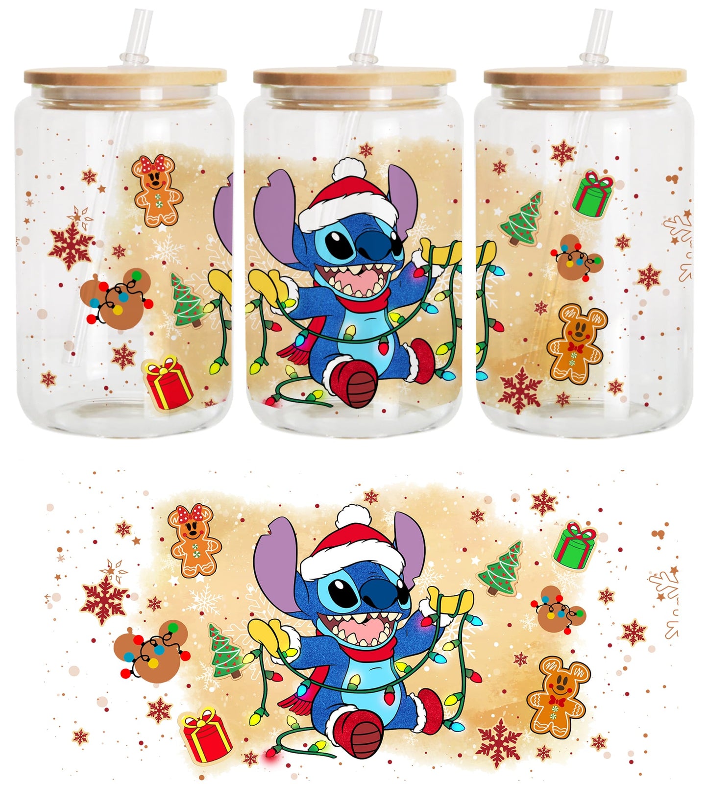 Weihnachts-Cartoon-Film 16oz Glasdose PNG, Weihnachten 16oz Libbey Glasdose Wrap, Weihnachtsdose Wrap, Xmas Mexican Png, Xmas Pan Dulce 