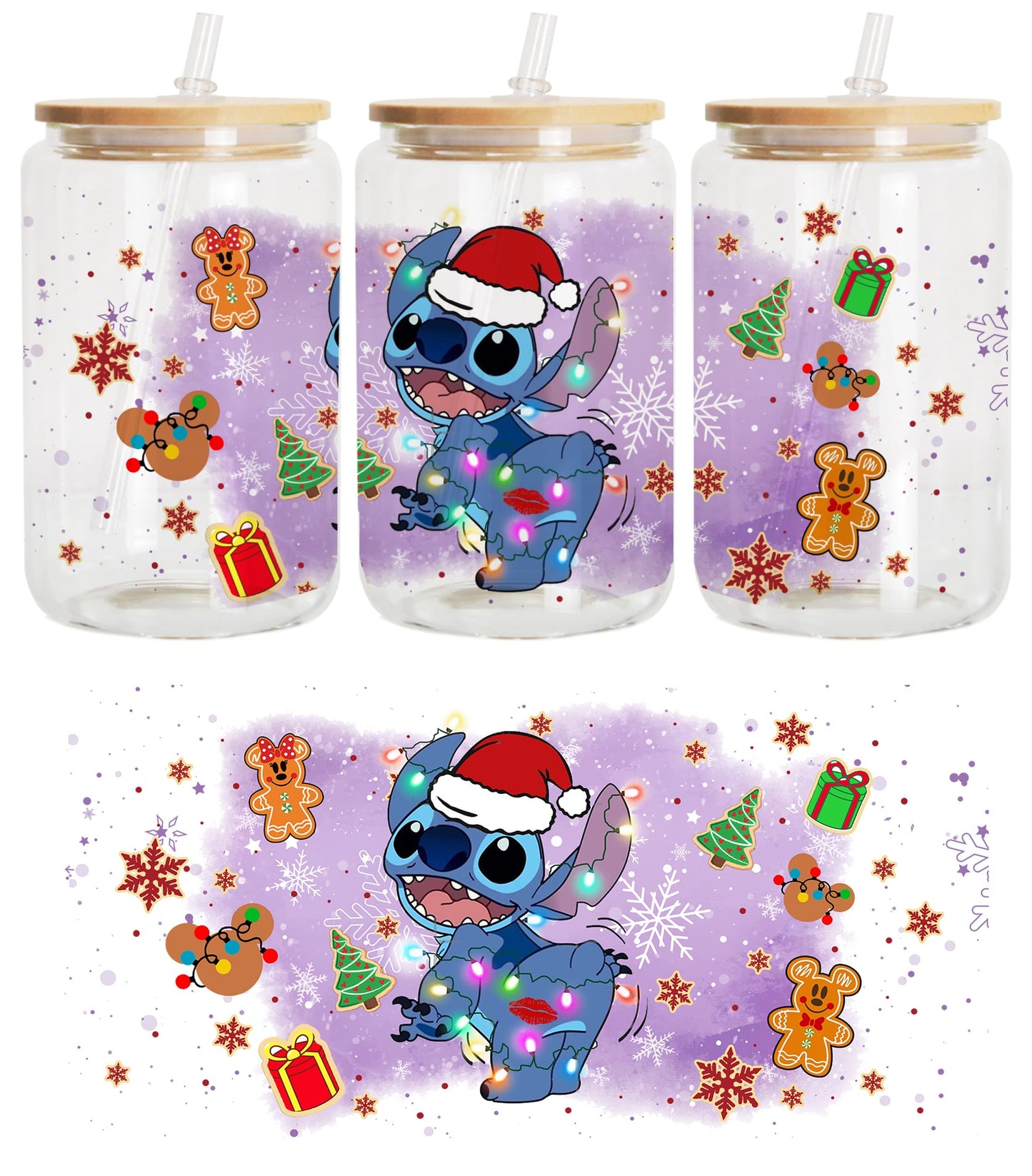 Weihnachts-Cartoon-Film 16oz Glasdose PNG, Weihnachten 16oz Libbey Glasdose Wrap, Weihnachtsdose Wrap, Xmas Mexican Png, Xmas Pan Dulce 