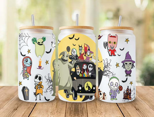 Gruseliger Film Nightmare Tumbler Wrap, 16oz Dosenglas, Jack und Sally Full Tumbler Wrap, Sublimationsdesign, Boo Bash, Jack Skellington Dosenglas 2 