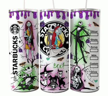 Nightmare Before Christmas Cartoon Charakter Tumbler Wrap Valentinstag 20Oz Tumbler Wrap Png Jack und Sally Tumbler Sublimation Design