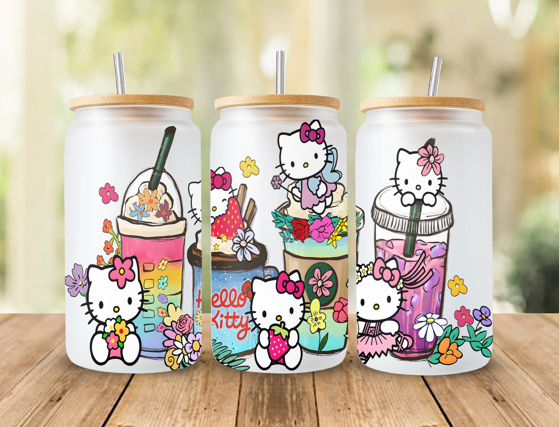 Kitty Strawberry Tumbler Wrap, Kawaii Pink Tumbler Wrap, Cartoon Tumbler Wrap, 16oz Can Glass Wrap, Friends Coffee Wrap, Hello Cat Png - VartDigitals