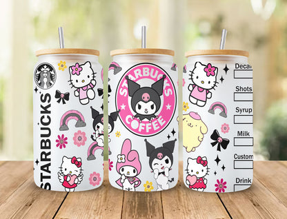 Bundle Kawaii Kitty Kaffeebecher Wrap, Kitty Kaffee, Kitty 16oz Dose Glas Wrap, Kitty Tumbler Wrap, Pink Cat Tumbler, Sofortiger Download