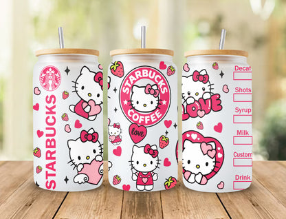 Bundle Kawaii Kitty Kaffeebecher Wrap, Kitty Kaffee, Kitty 16oz Dose Glas Wrap, Kitty Tumbler Wrap, Pink Cat Tumbler, Sofortiger Download