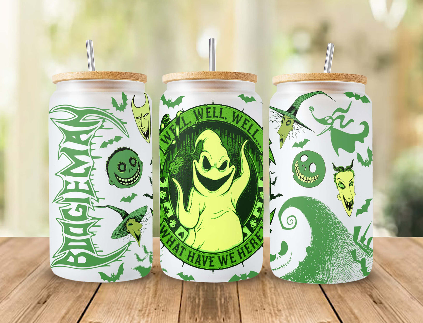 Horror Charakter Tumbler Wrap, 16oz Dose Glas Wrap, Cartoon Dose Glas, Gruselige Vibes Dose Glas, Halloween Png, Sublimation Design Png 