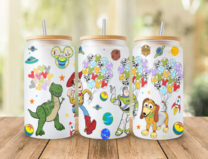 Toy Story Becherverpackung, 16oz Glasdosenverpackung, Libbey Dosenglas, Toy Story Ballons, Vollglasdosenverpackung, Cartoon Becher PNG 1 