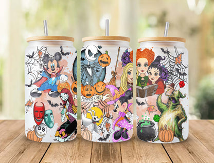 Halloween Cartoon 16oz Png, 16oz Dose Glas, Cartoon Tumbler, Sublimation Design, Gruselige Vibes, Gruselige Jahreszeit Png Download, Halloween Png