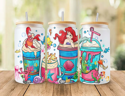 Ariel Tumbler Wrap, Princess Coffee Tumbler Wrap, 16oz Dosenglas, Skinny Tumbler Wrap, Dosenglas, Png-Download