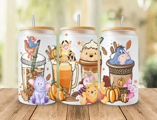 Winnie The Pooh, Eeyore, Tigger And Piglet Cup Wrap Png File DIGITAL DOWNLOAD 16oz Glass Tumbler - VartDigitals