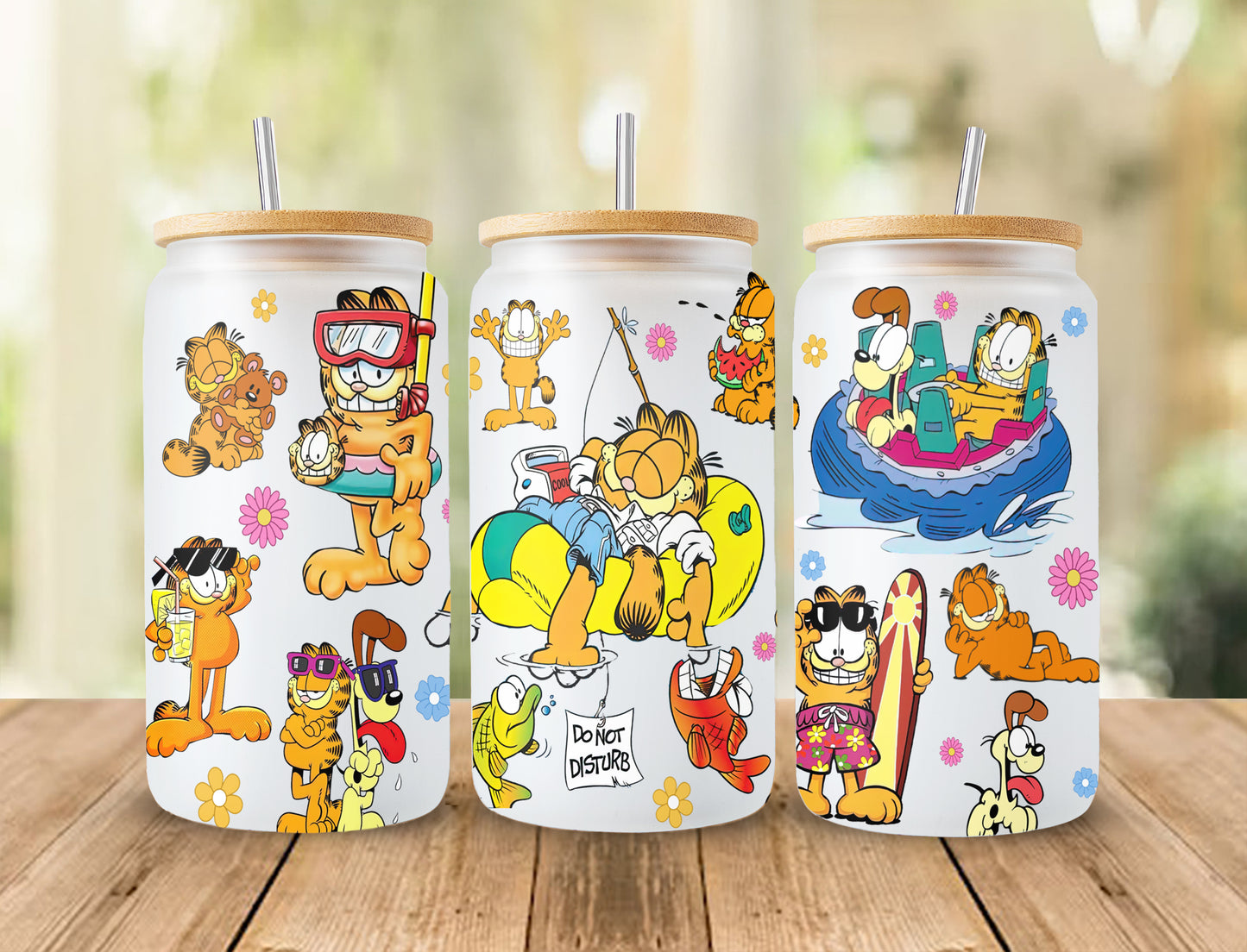 Garfield Cat Cartoon 80er Jahre Glasdose, 80er Cartoons png, Garfield Summer Libbey Glasdose, Retro 80er Cartoons Wrap, Garfield Swimmingpool