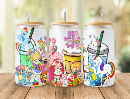 Vintage 80's Cartoon Coffee, 16oz Can Glass Wrap Design PNG, Retro Cartoon 80's Tumbler, 80s cartoons png,Retro 80's cartoons Tumbler Wrap, Png - VartDigitals