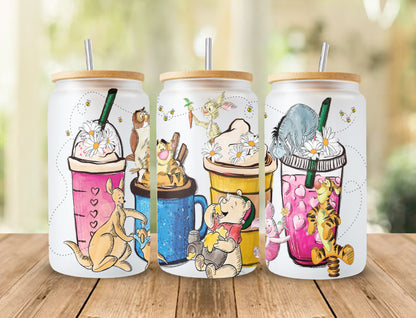 Cartoon 16oz Glass Can Wrap, Sublimation Glass Can Wrap, Cartoon Glass Can Wrap , Full Glass Can Wrap, Cartoon Tumbler, Tumbler PNG Download - VartDigitals