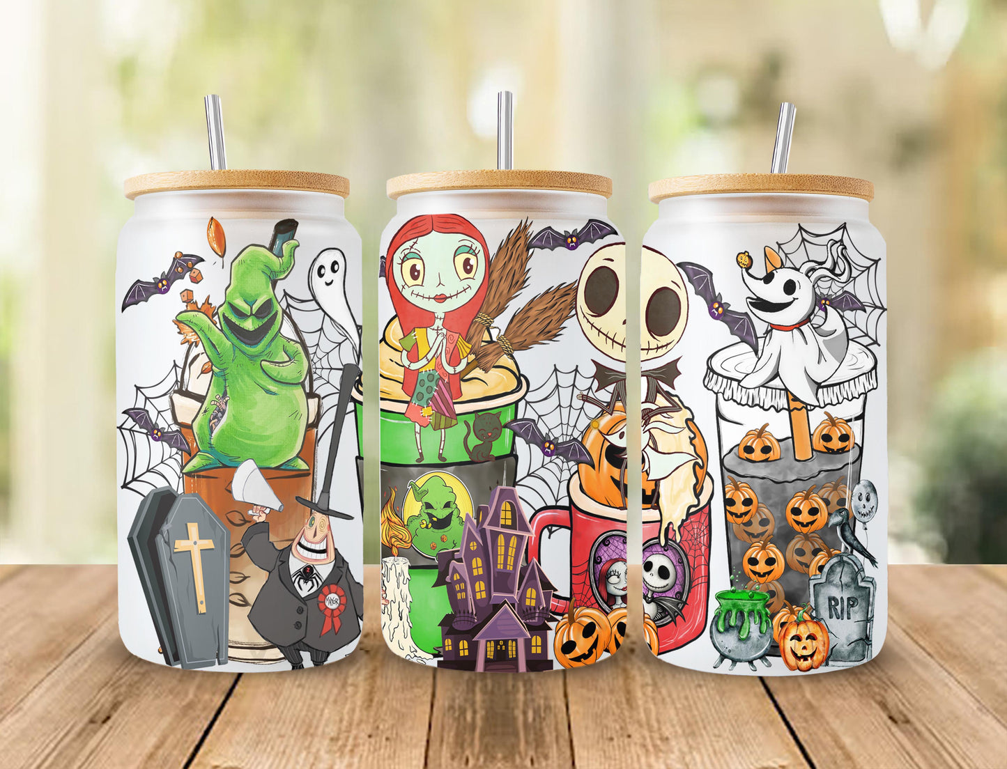 16oz Glass Can Wrap Halloween Coffee Png 03