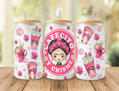 Mexikanisches Mädchen mit Kaffee und Concha-Pfanne 20oz Skinny Tumbler png, floraler Tumbler png, mexikanisches png, Sublimate Designs herunterladen