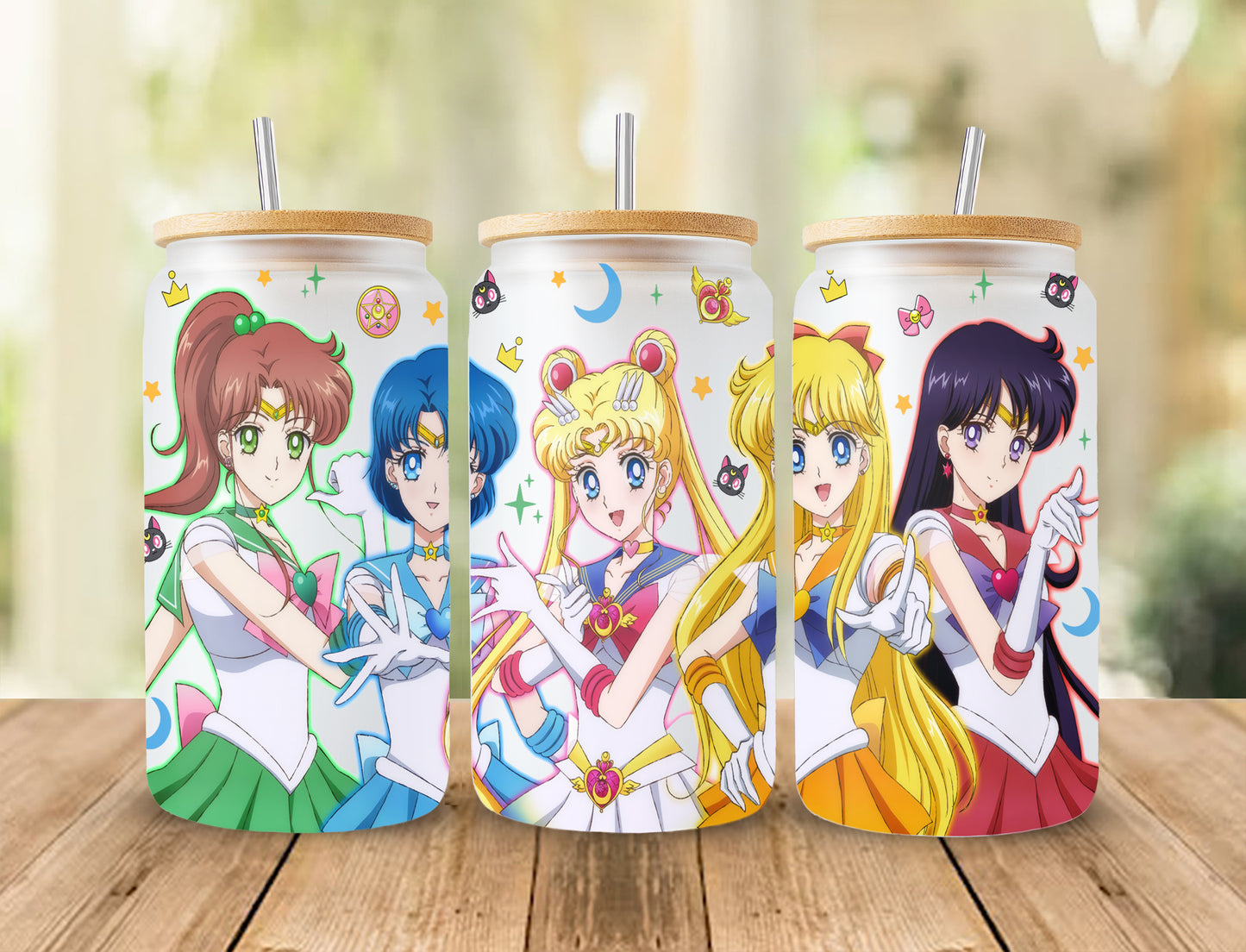 Anime Sailor Girls Tumbler Wrap, Libbey 16ozGlass Can Design, Anime Tumbler - Sublimation Design Digital Download - PNG Active - VartDigitals