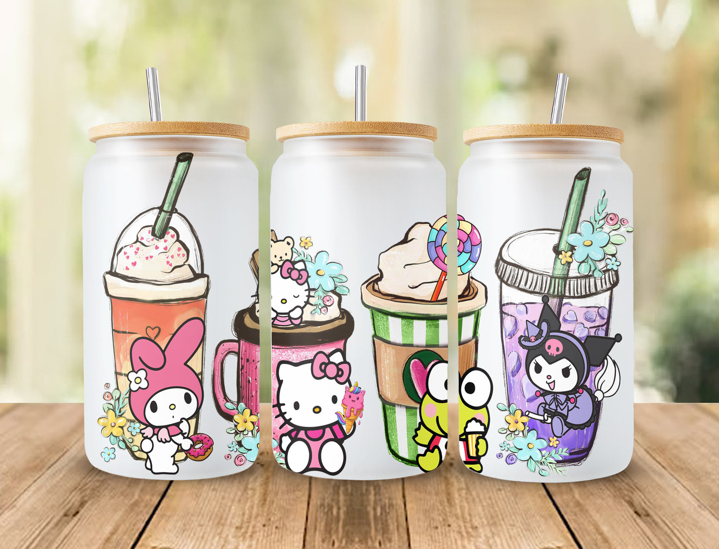 Kitty and Friends Pink Cat PNG, 16oz Glass Can Wrap, 16oz Libbey Can Glass, Easter Tumbler Wrap, Full Glass Can Wrap, Cartoon Tumbler - VartDigitals