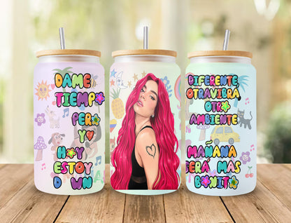 Karol G Mañana sin Ti 16oz Glasdose wickeln, Karol G Manana Sera Bonito Libbey Wrap Glasdose Sublimation digitaler Download Bild PNG-Datei