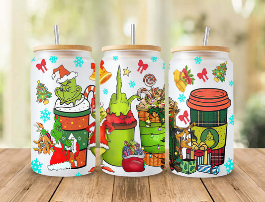 Cartoon Weihnachtsbecher Wrap, 16oz Dosenglas Wrap, Frohe Weihnachten Dosenglas, Libbey Dosenglas, Weihnachtsstimmung, Weihnachtsstimmung Wrap