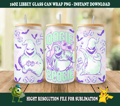 Horror Charakter Tumbler Wrap, 16oz Dose Glas Wrap, Cartoon Dose Glas, Gruselige Vibes Dose Glas, Halloween Png, Sublimation Design Png 