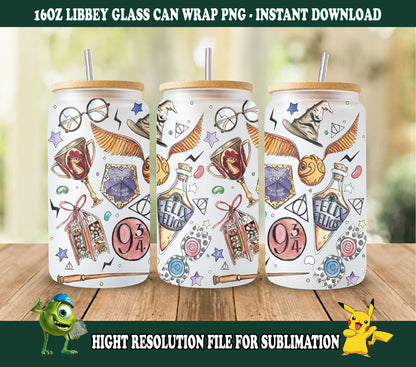 Potterhead Libbey Glas PNG, Dosenglas PNG, 16oz Dosenglas png, Magic Can Glass Full Wrap png, 16oz Kaffeeglas png, Libbey Dosenverpackung