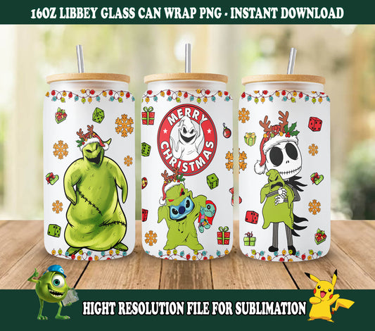 Cartoon Weihnachtsbecher Wrap, 16oz Dosenglas Wrap, Frohe Weihnachten Dosenglas, My Day Libbey Dosenglas, Weihnachtsstimmung, Weihnachtsstich Wrap 1