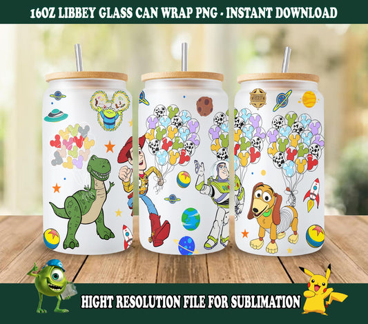 Toy Story Becherverpackung, 16oz Glasdosenverpackung, Libbey Dosenglas, Toy Story Ballons, Vollglasdosenverpackung, Cartoon Becher PNG 1 