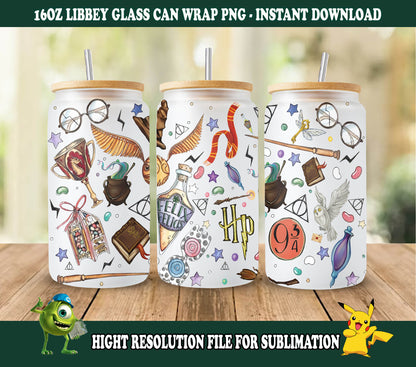 Potterhead Libbey Glas PNG, Dosenglas PNG, 16oz Dosenglas png, Magic Can Glass Full Wrap png, 16oz Kaffeeglas png, Libbey Dosenverpackung