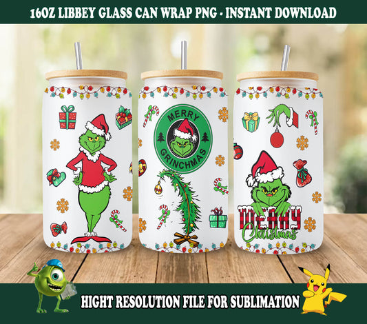 Cartoon Weihnachtsbecher Wrap, 16oz Dosenglas Wrap, Frohe Weihnachten Dosenglas, My Day Libbey Dosenglas, Weihnachtsstimmung, Weihnachtsstich Wrap 3