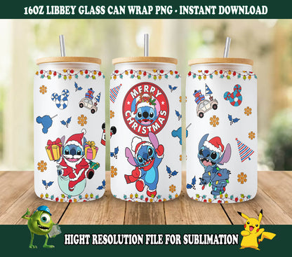 Cartoon Weihnachtsbecher Wrap, 16oz Dosenglas Wrap, Frohe Weihnachten Dosenglas, My Day Libbey Dosenglas, Weihnachtsstimmung, Weihnachtsstich Wrap 4