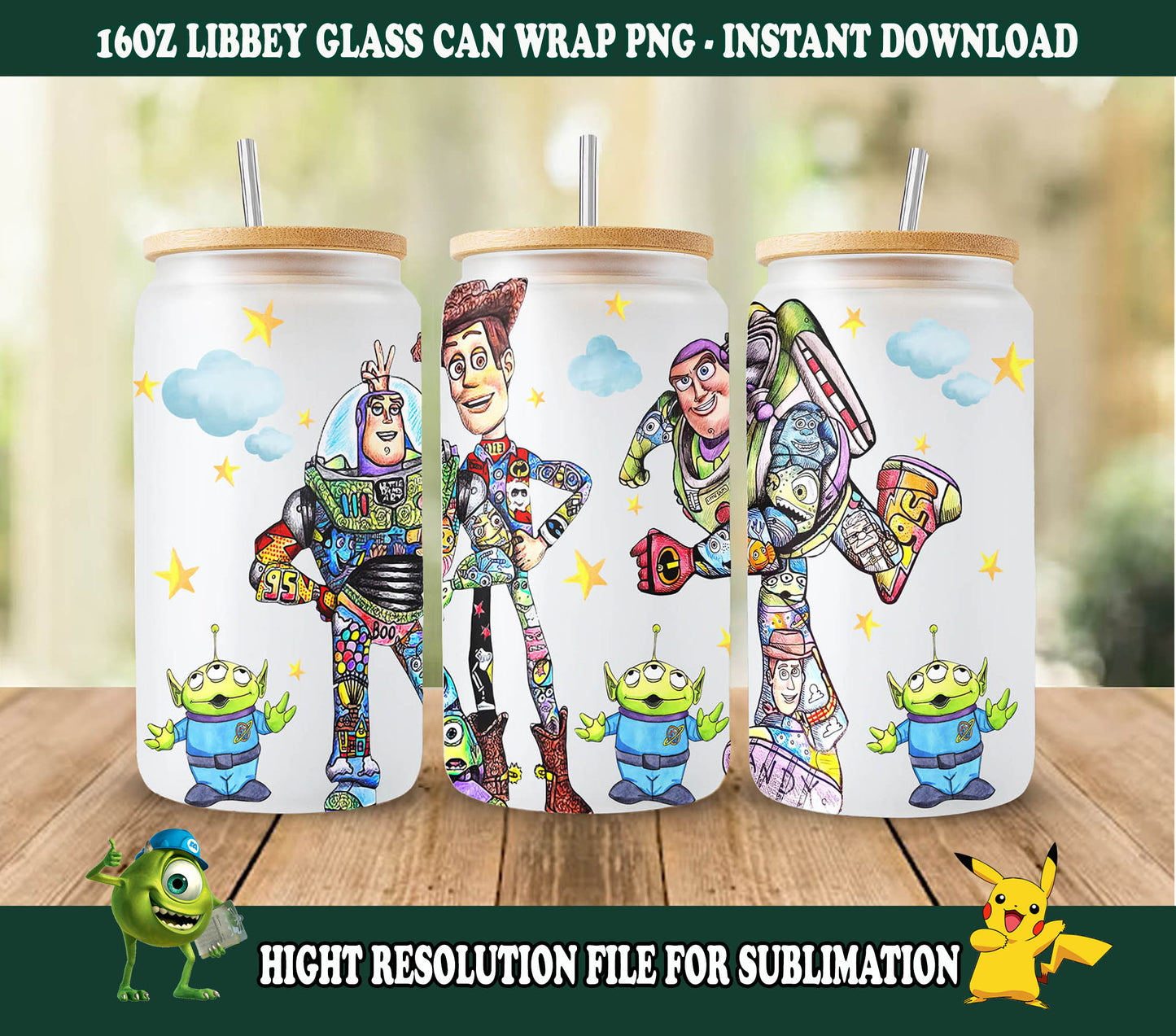 Toy Story Becherverpackung, 16oz Glasdosenverpackung, Libbey Dosenglas, Toy Story Ballons, Vollglasdosenverpackung, Cartoon Becher 