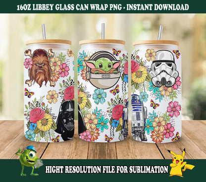 Star Wars Tumbler Wrap, 16oz Dosenglas, Star Wars Png, Voller Tumbler Wrap, Cartoon Tumbler, Dosenglas Wrap, Png Sofort Download 